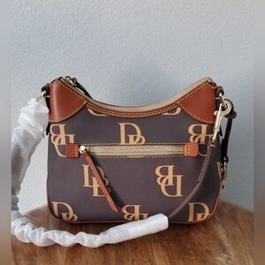 NEW Dooney & Bourke Big DB Signature Hobo Shoulder Bag Brown Saddle